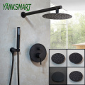 YANKSMART Wall Mounted Bathroom Shower Faucet Set Concealed Rainfall Shower System Bathtub Shower Mixer Tap Combo Kit Faucet