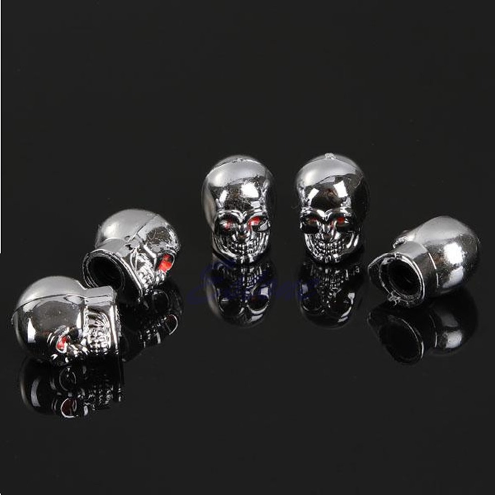 5Pc Skull Tire Tyre Wheel Car Auto Valves Cap Dust Stem Cover Motocycle Bicycle