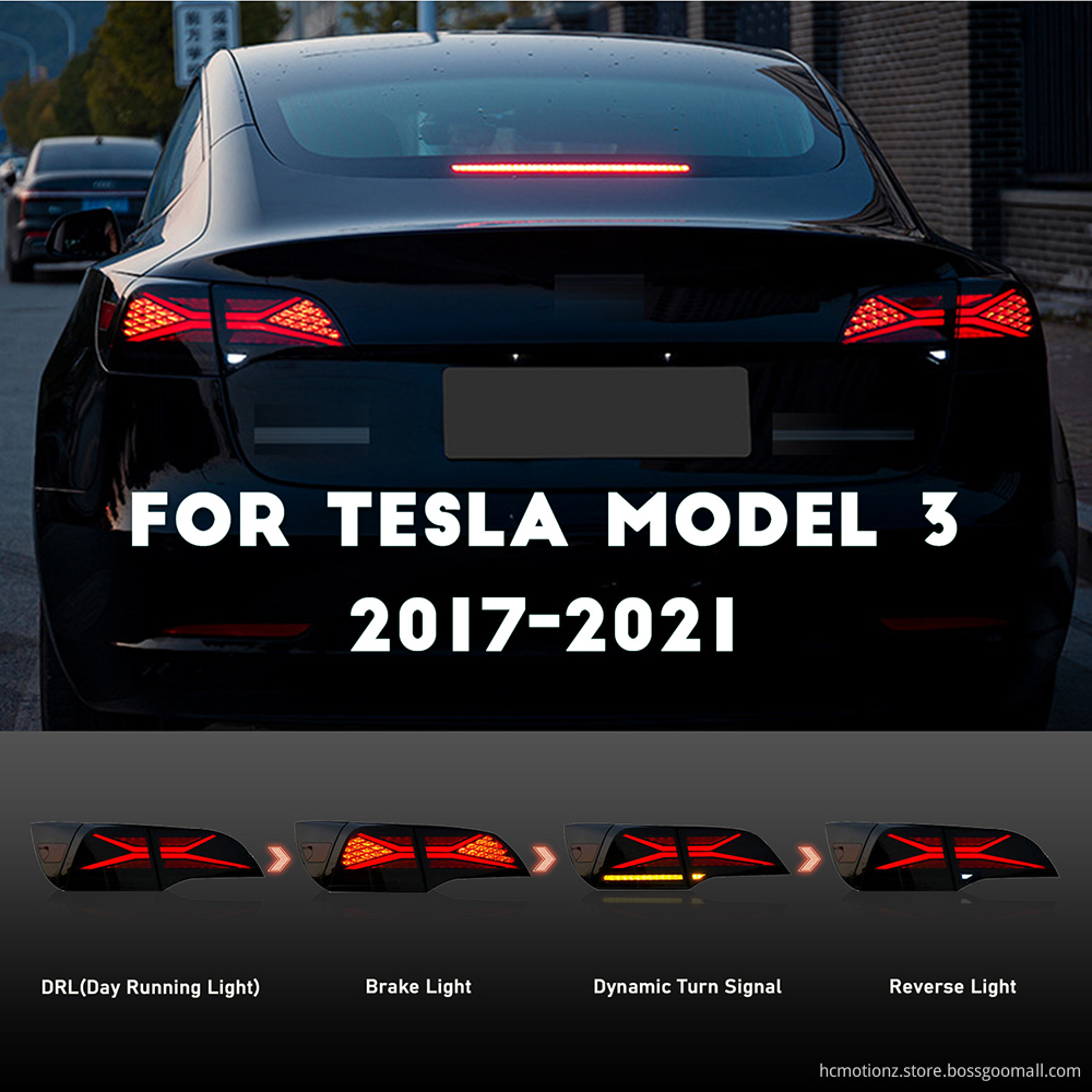 HCMOTIONZ LED Tail Lights For Tesla Model 3 Model Y 2017-2021