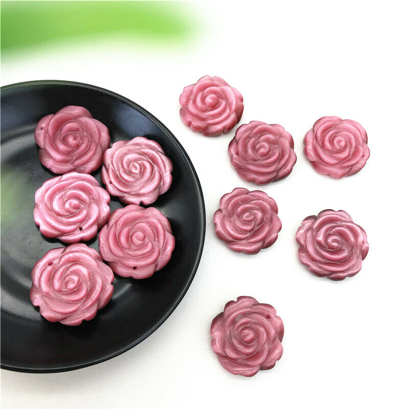 Cute Pink Cat Eye Rose Flower Shaped Hand Carved Crystal Stones Healing Decorative Quartz Crystals