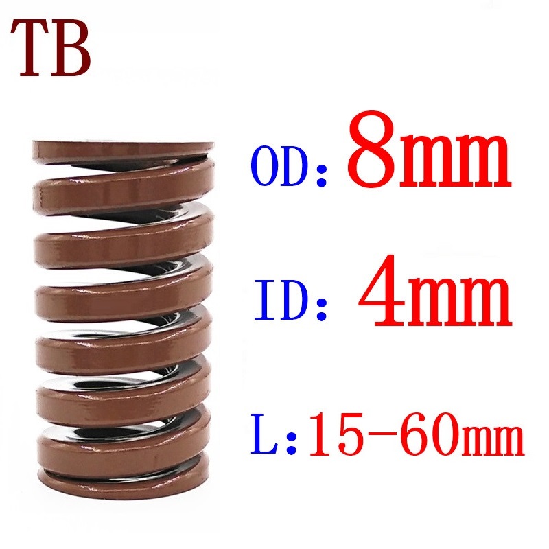 2Pcs Od 8mm Id 4mm Length 15-60mm Brown spring X heavy load Spiral Stamping Compression Die Helical Spring