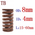 2Pcs Od 8mm Id 4mm Length 15-60mm Brown spring X heavy load Spiral Stamping Compression Die Helical Spring