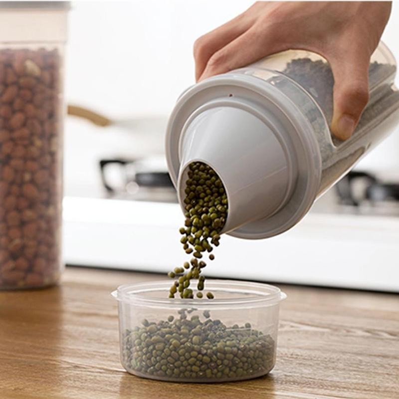 210/1500ml Plastic Kitchen Cereal Dispenser Storage Box Kitchen Food Grain Rice Container Portable Organizer Grain Storage Cans