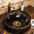 Luxury Art Ceramic Washbasin Bathroom Sink Lavatory Sink For Toilet Shampoo Basin Round Countertop washbasin Matching Set Drain