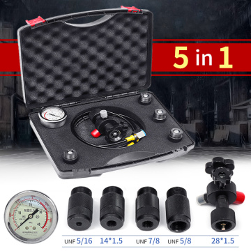 0-400Bar 6000Psi Pressure Gauges Test Kit Gauges Set Hydraulic Accumulator Nitrogen Charging Fill Gas Valve Five Type Adapter