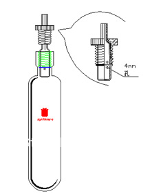 P240002 pressure vessel, heavy wall, with a guide gas / vacuum Interface,Capacity:35ml, diameter*Length:26*125mm