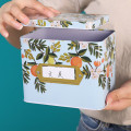 New Flowers Tin Storage Box Large Snack Candy Biscuits Coffee Box with Label Holder Home Organizer Coffee Sugar Tea Container