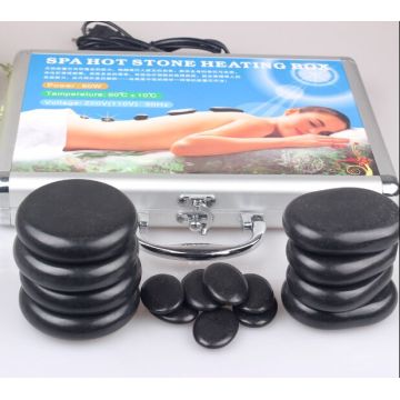 8pcs/5pcs/lot Natural Energy Stones Spa Equipment Set Rock Basalt Hot Oil Stone and Heater Box body Massage Lava Heated bag