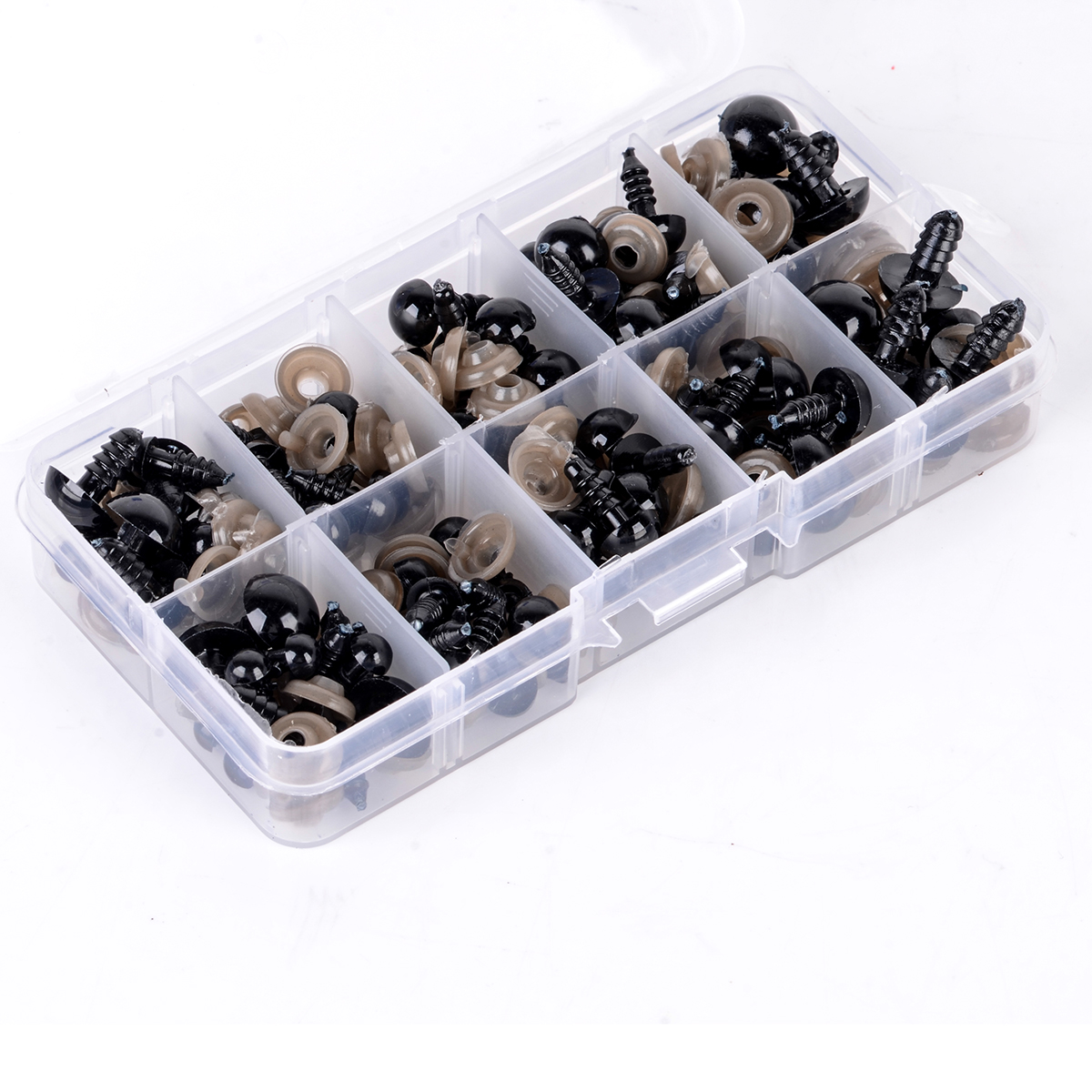 100pcs/Set Durable Doll's Eye Black Plastic Safety Eyes for Teddy Plush Toys Puppet DIY Crafts Accessories 6-12mm
