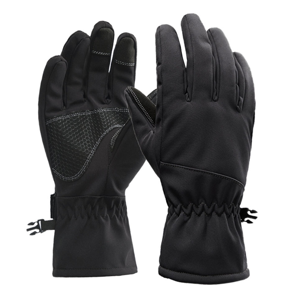 LOOGDEEL Cycling Gloves Palm Anti-slip Design Fingertip Touch Screen Inside Plus Cashmere Windproof Waterproof Riding Gloves