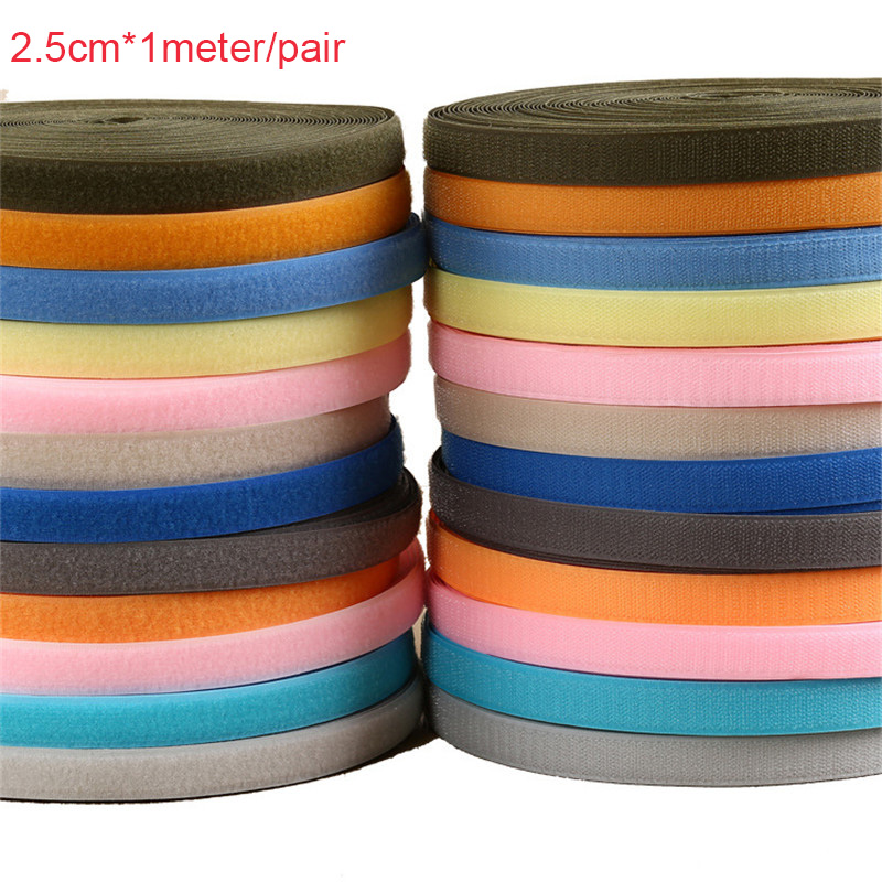 2.5cm*1M Magic Strap Tape Adhesive Fastener DIY Polyester Nylon Hook Loop Tape Fastener Sewing Accessories Klittenband No Glue