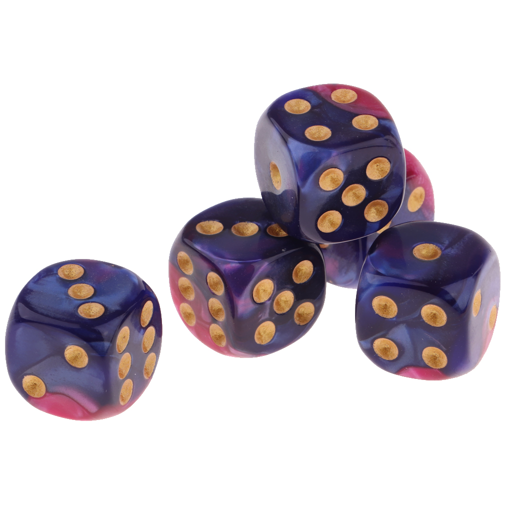 5pcs 6-sided Game Dice Set , Square Corne for Family Travel Play Set Toys