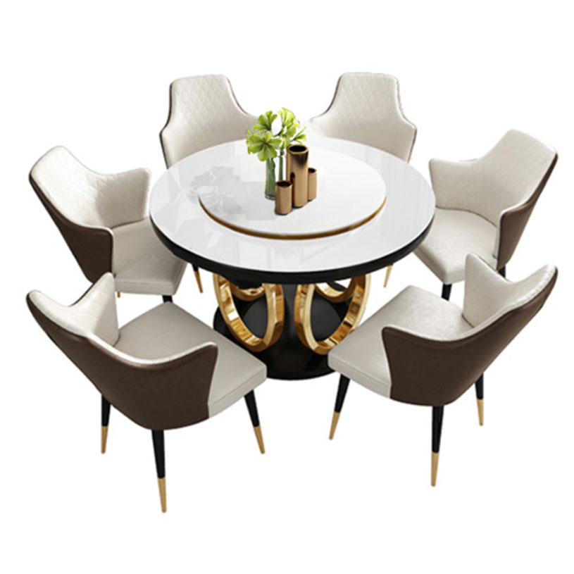 Karois Bs055 Light Luxury Multifunctional With Turntable Telescopic Rotating Household Dining Table And Chair Combination