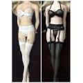 Bra Underwear and Garter Stockings Set for Action Figures Accessories 1/6 White Color In Stock