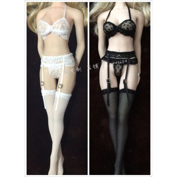 Bra Underwear and Garter Stockings Set for Action Figures Accessories 1/6 White Color In Stock