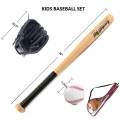 Kids Outdoor Professional 25 Inch Wood Baseball Bat and Softball Ball & Baseball Gloves Exercise Training Baseball Set with Bag,