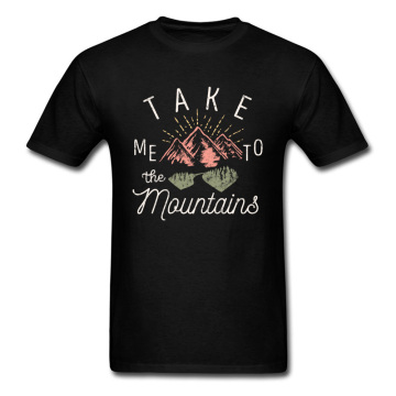 To The Mountains T-shirt Men Black T Shirt Adventure Time Tshirt Cotton Fabric Tops Tees Vintage Graphic Clothes Slim Fit