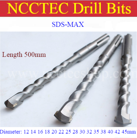 [SDS MAX 500mm length] 12 14 16 18 20 22 25 28 30 32 35 38 40 42 45mm alloy carbide wall core drill bits | 20'' Hammer hole saw