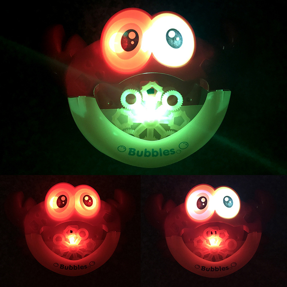 Cute Kid Cartoon Crab LED Light Music Electric Water Bubble Making Blower Bath Machine Toy