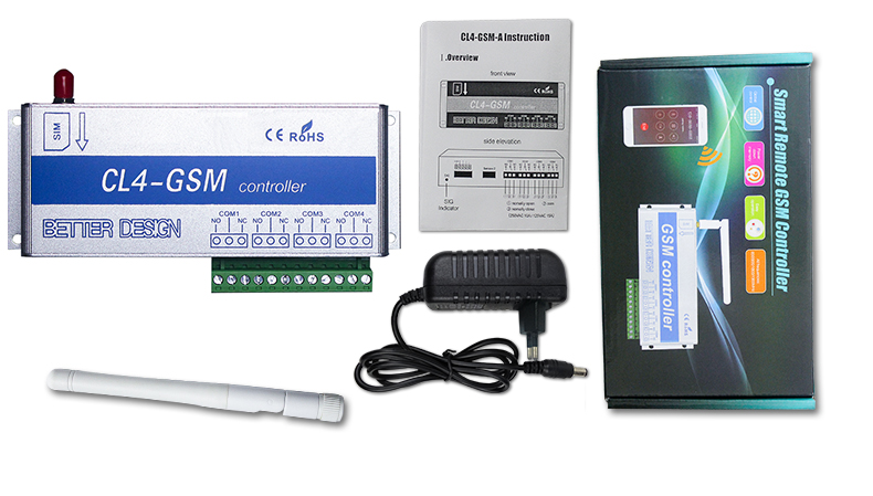 NEW US /UK /EU Plug 4 relays output GSM Switch SMS Controller CL4-GSM for control light and home appliances