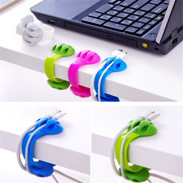 1pc Silicone Cable Winder Solid Color Desktop Wire Wrapped Cord Holder Line Fixer Desk Set Office Supplies Accessories