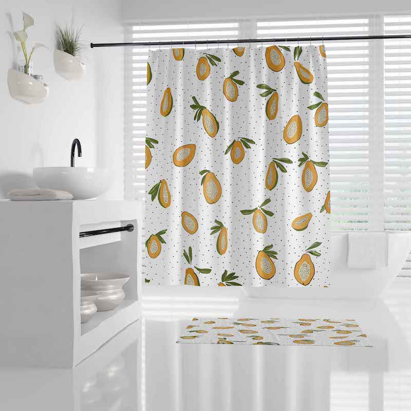 DUNXDECO Shower Curtain Bathroom Waterproof Cortinas Modern Fresh Fruit Papaya Print Polyester Fabric Ridea Artistic Decorating