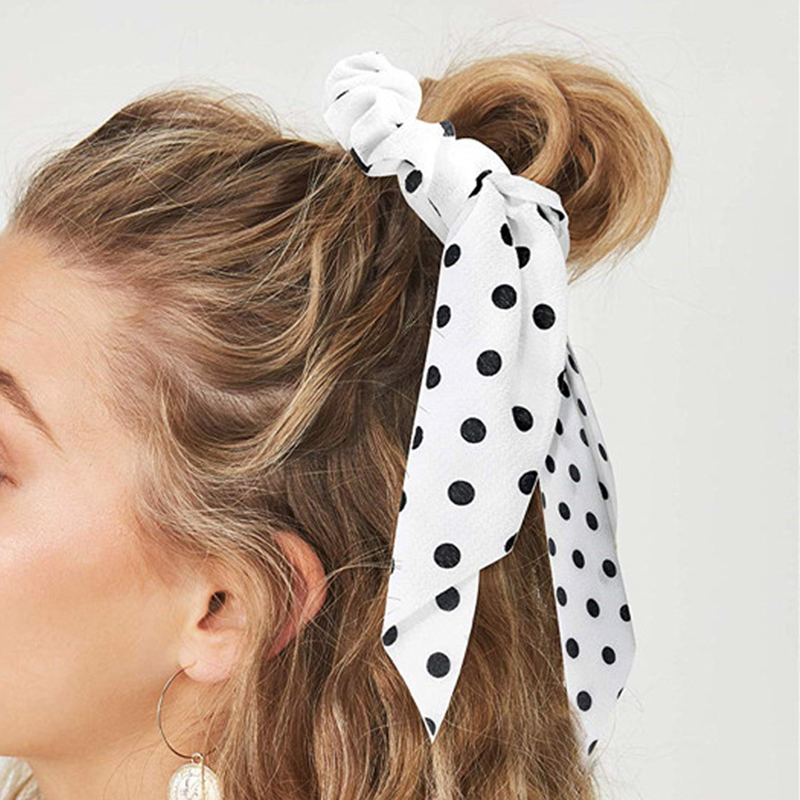 Women Ponytail Hair ties Scarf Elastic Hair Rope for Women Bow Ties Scrunchies Hairbands Flower Dots Ribbon Hair Accessories New