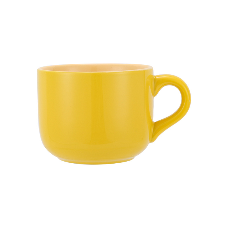 European Creative Egg Yellow Glaze Ceramic Mug High Temperature Resistant Large Capacity Belly Milk Oat Breakfast Soup Tea Cup