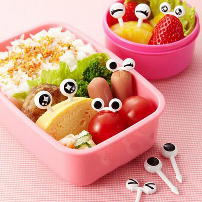 10 Pcs/Set Mini Eye Fruit Fork Reusable Plastic Fruit Fork Decorative Sticks Kids Lunch Bento Box Tableware Kitchen Accessories
