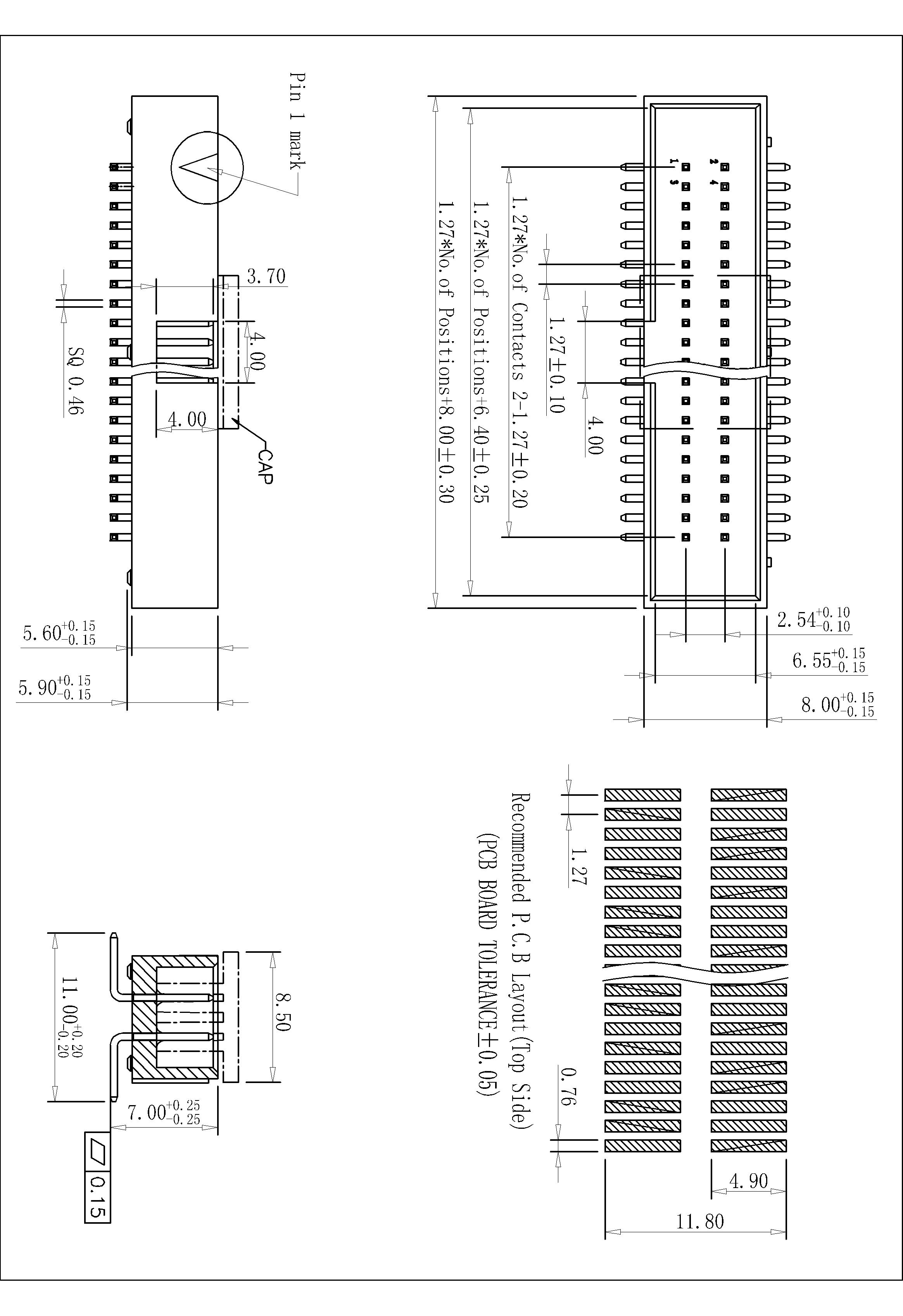 BHBM01 1.27x2.54mm Box Header SMT H=5.9