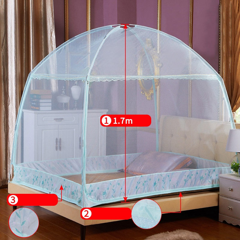 Mongolian Yurt Mosquito Net Breathable Mesh Double Bed Isolation Of Mosquitoes Tent Height 1.7m Three-door Mosquito Net 5 Color