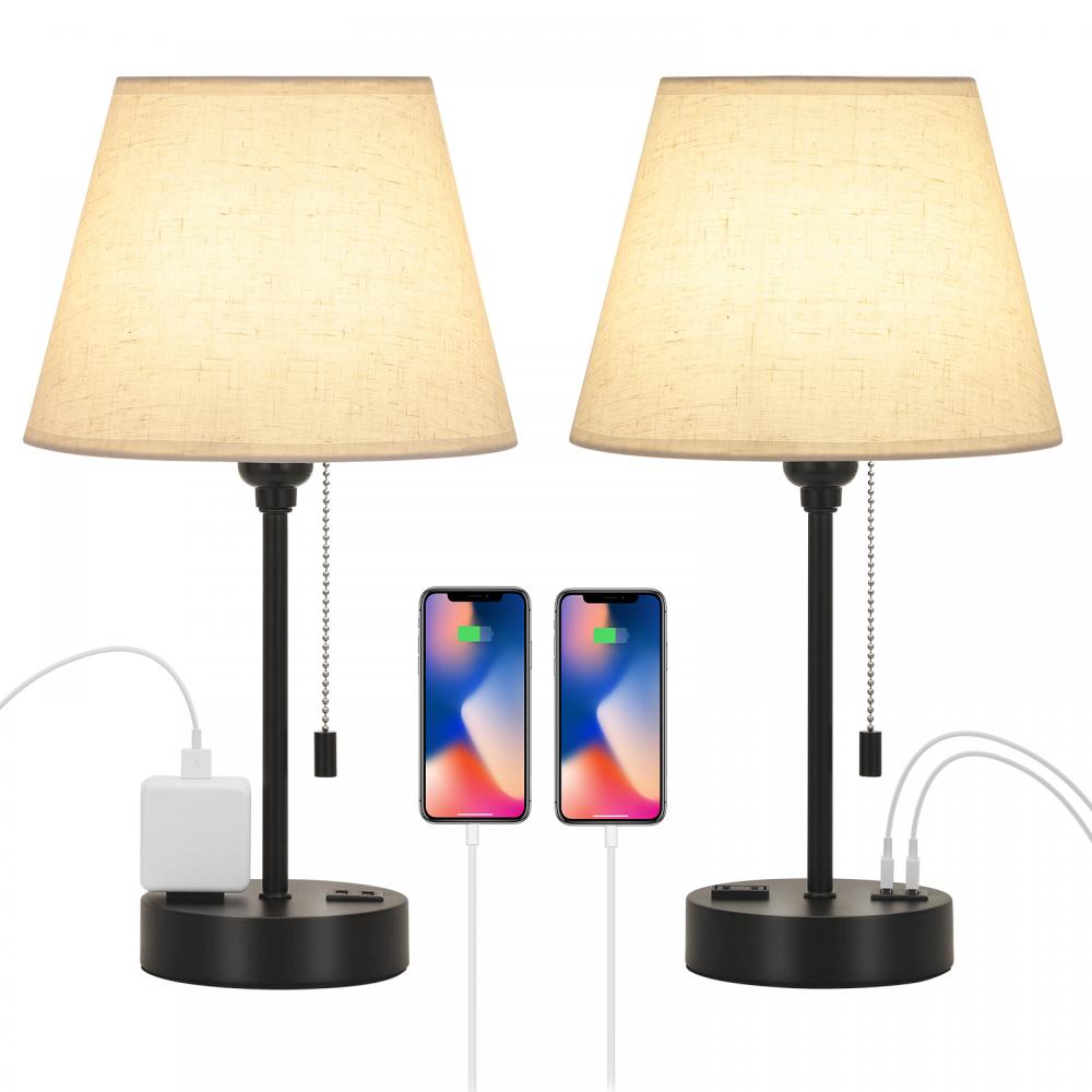 Bedside Nightstand Lamps with Charging Ports
