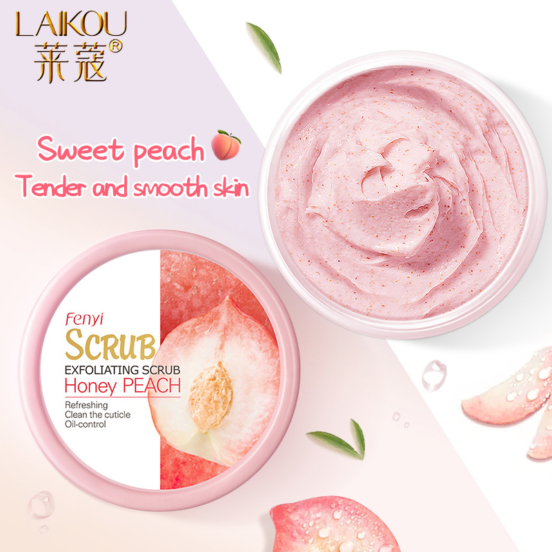 LAIKOU Peach Body Scrub Cream Face Scrub Deep Cleansing Skin Whitening Go Cutin Dead Skin Treatment Acne Moisturizing Body Care