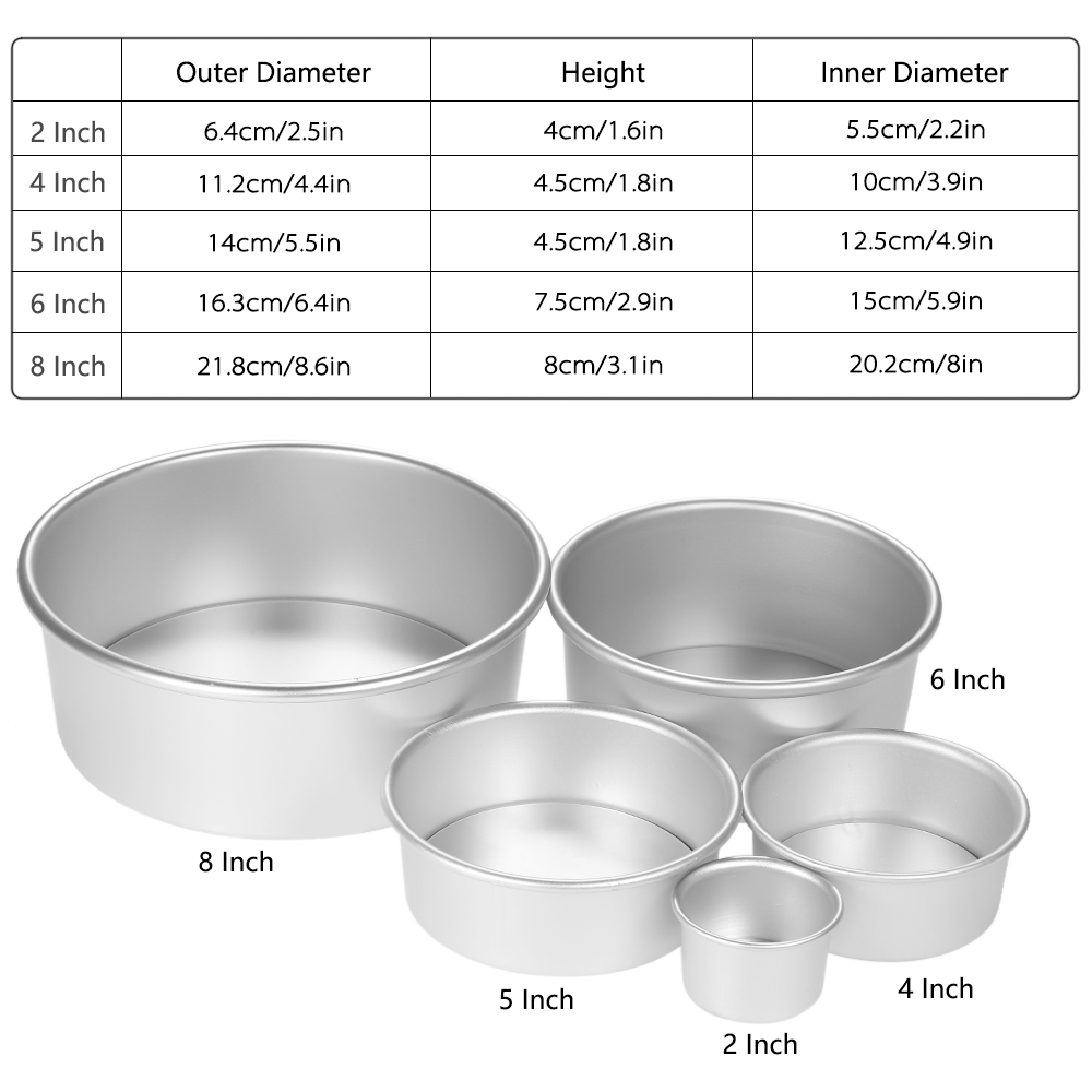 1/5pcs Cake Mould patisserie cake Aluminum Alloy Round Pudding Cheesecake Mold Set with Removable Bottom Chiffon Cake Baking Pan