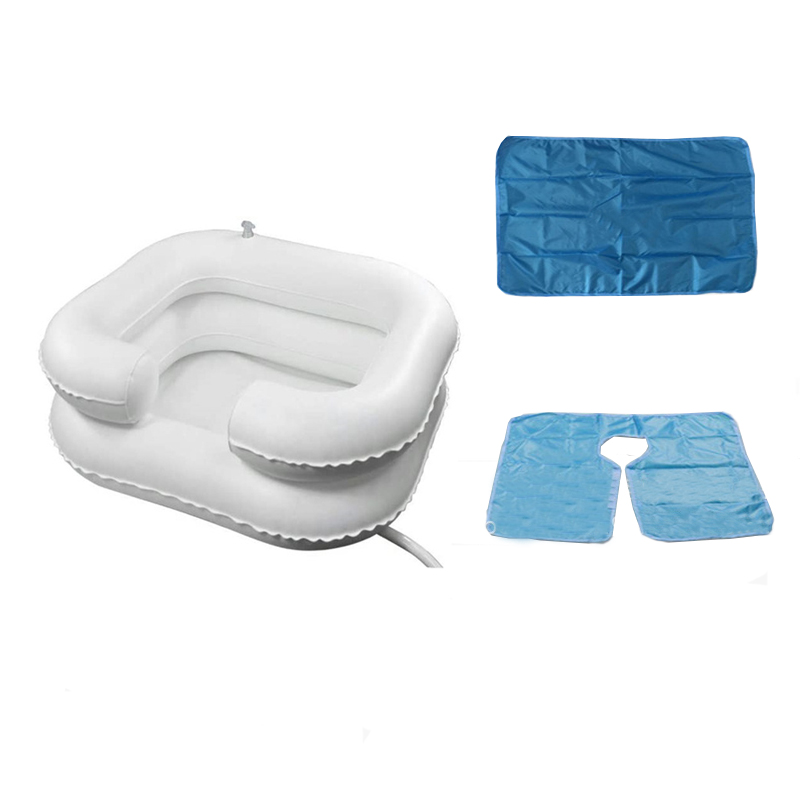 Shampoo Bowl Basin Washing Hair Pregnant Women Elderly Nursing Care Foldable Mobile Salon Spa With Waterproof Pad&Shawl