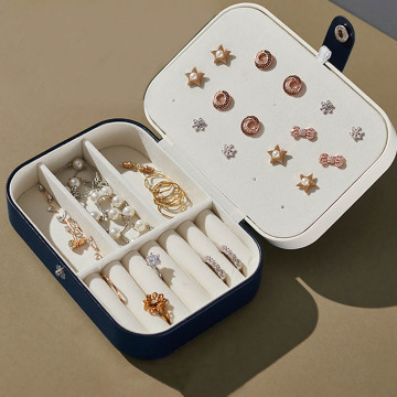 Jewelry Casket Locked PU Leather Storage Box Compartment Portable Jewelry Organizer Necklaces Ring Jewelry Box Makeup Organizer
