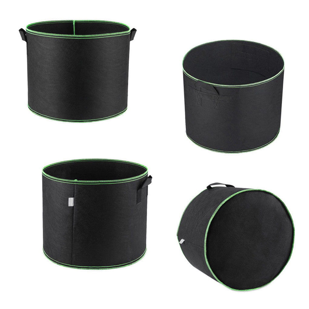 New Outdoor Round Flower Planting Grow Bag Green Plant Growth Pouch PP Nonwoven Container Vegetable Growing Bag 1-34 Gallons