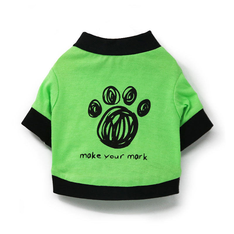 T-shirt Animal Footprint Dog Clothes Super for Dogs Clothing Letter Pet Outfits Cartoon Summer Yorkies Small Green Boy Mascotas
