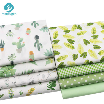 Green Cactus Leaves Polka dots Printed 100% Cotton Fabric Meters for Dresses Cushions Blanket Sewing Cloth Bed Sheet Textile