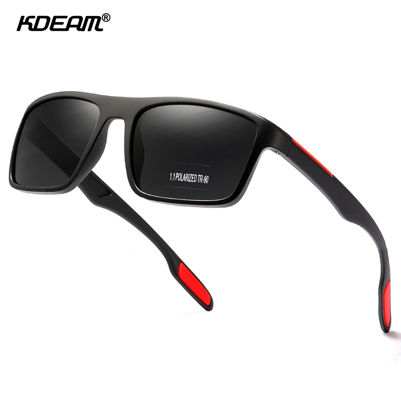 KDEAM Rectangular Ultra Light TR90 Sunglasses Men Polarized TAC 1.1mm Thickness Lens Driving Sun Glasses Women Sports Cat.3