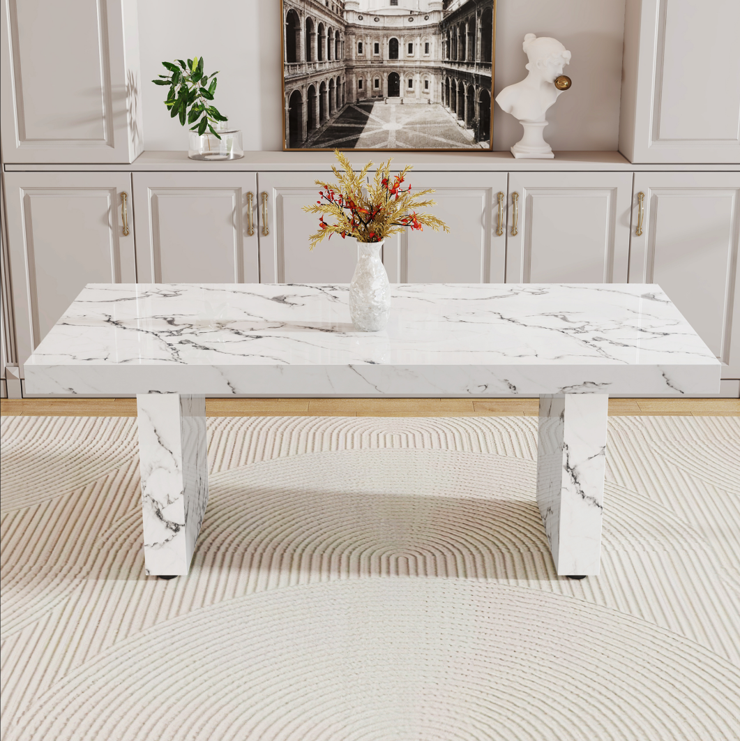 Luxurious Marble Pattern MDF Dining Table