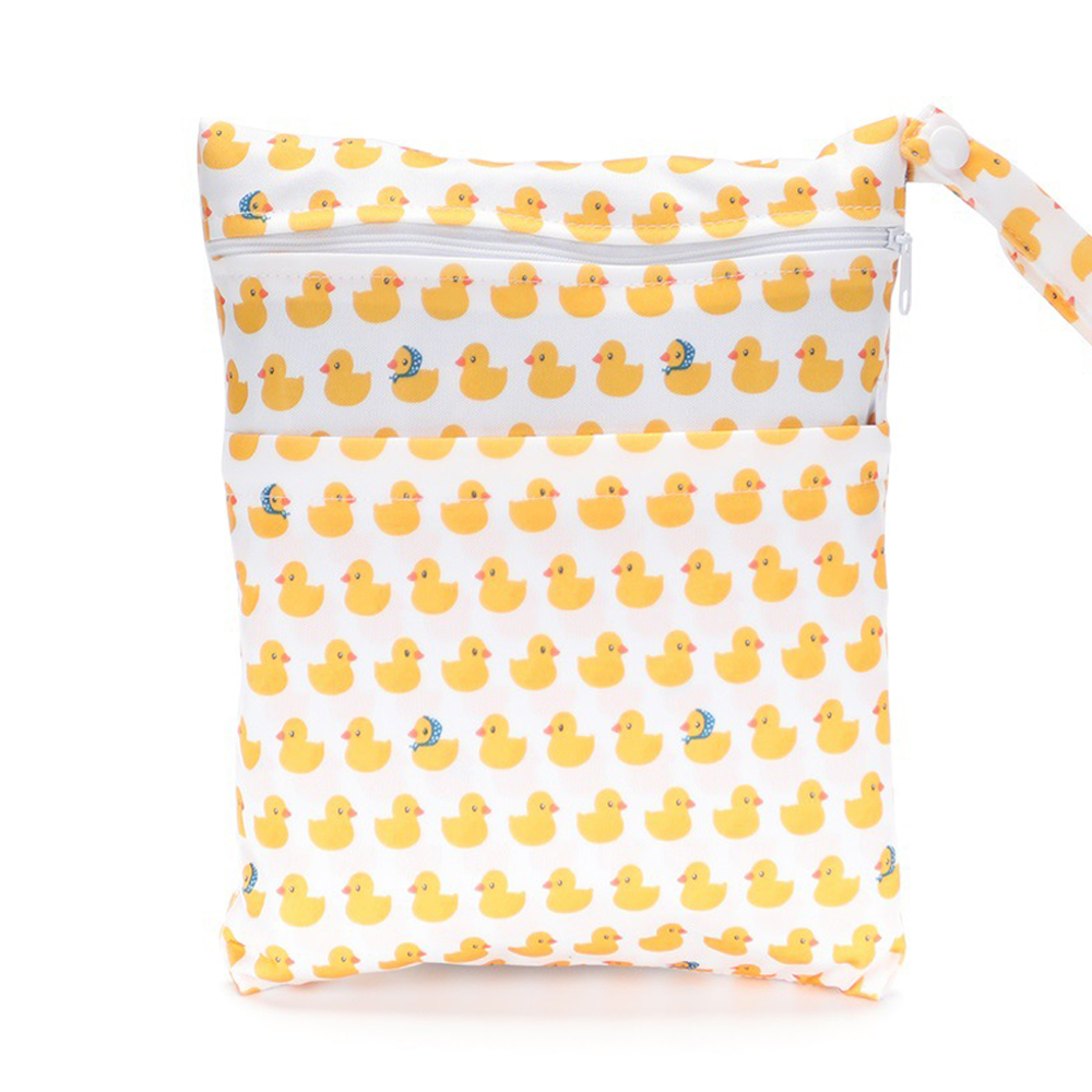 dual pocket small wet bag waterproof PUL tote diaper bag 7.87"x9.84" multifunctional Waterproof reusable wet bag printed pocket