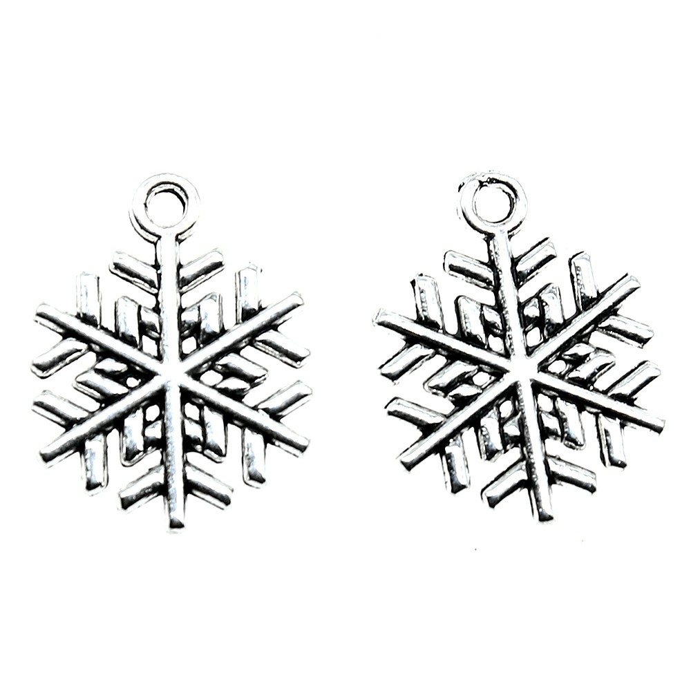40pcs Snow Flake Charms For Jewelry Making 0.8x0.6 Inch (19x15mm) Antique Silver Color Accessories