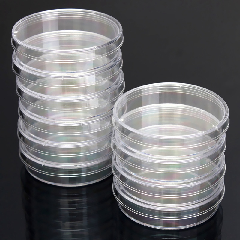 10Pcs Polystyrene Sterile Petri Dishes Bacteria Culture Dish for Laboratory Medical Biological Scientific Lab Supplies 55x15mm