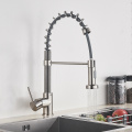 Senlesen Chrome Brass Kitchen Faucet Spring Hose Double Spout Pull Down Single Handle Vessel Sink Kitchen Mixer Taps