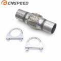 CNSPEED 2" x 4'' x 8" Stainless Steel Car Exhaust Flex Pipe Bellows Double Braid Connector Ripple Sliver With Bracket YC101189