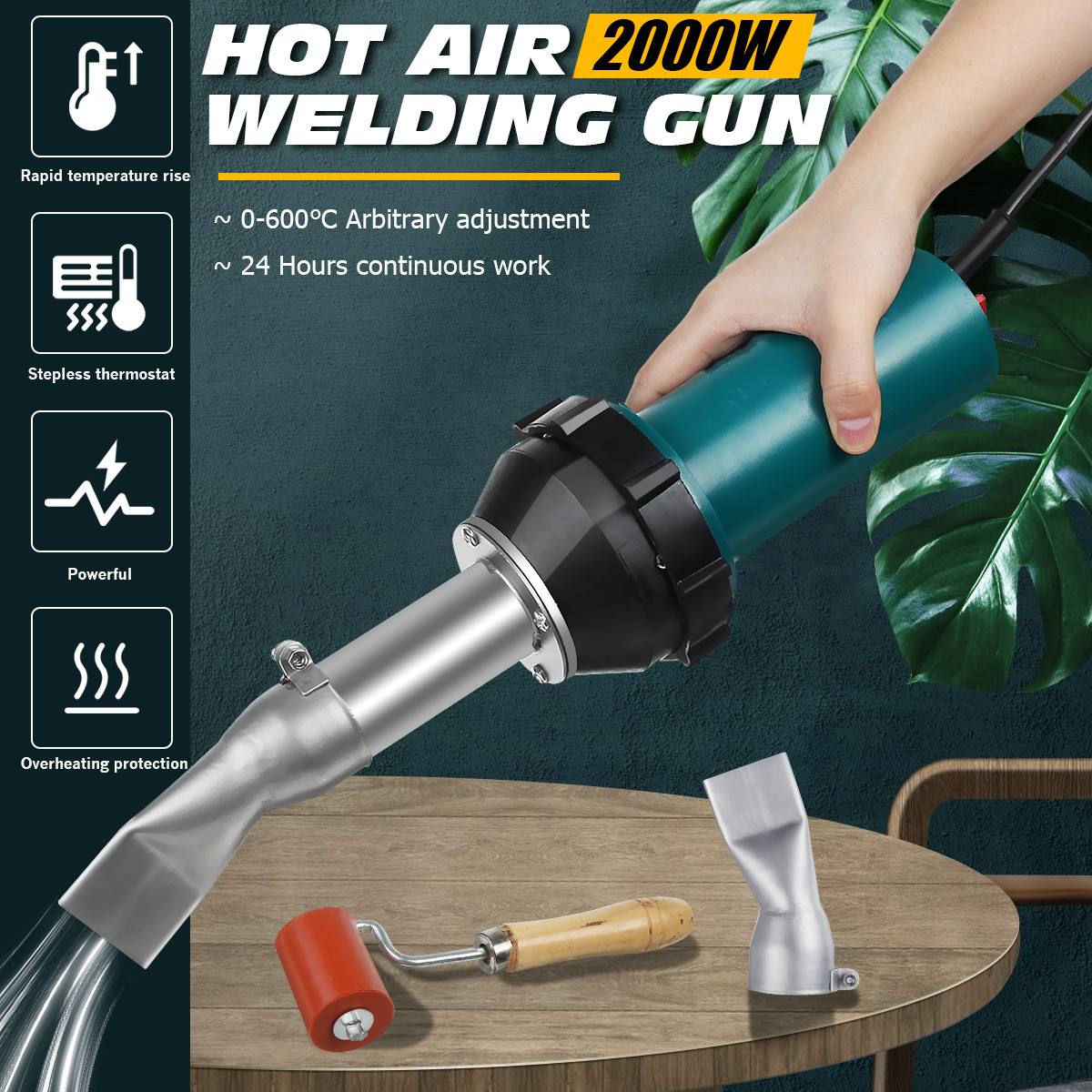 AC 220V 2000W 50/60Hz Hot Air Torch Plastic Welding Gun Welding Torches For Welder + Round / Flat Nose Wholesale Price