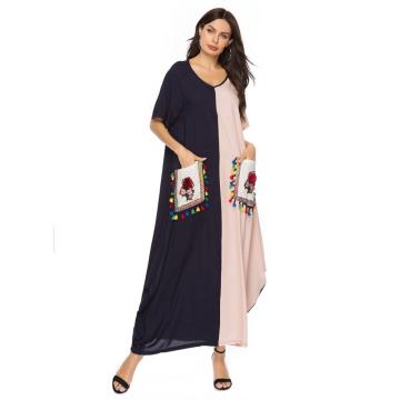 Ramadan Abaya Dubai Islamic Clothing Women Dress 2020 Summer Ethnic Maxi Dress Pockets Ropa Kaftan Gowns Musulman Ensemble Robe