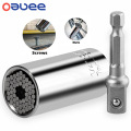Oauee Universal Torque Wrench Head Set Socket Sleeve 7-19mm Power Drill Ratchet Bushing Spanner Key Grip Multi Hand Tools