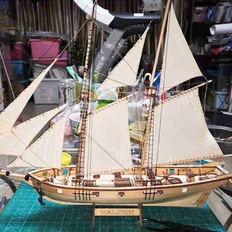 1:100 Wooden Sailboat Model Assembling Building Kits Ship Toys Sailing Model Assembled Wooden Kit DIY Wood Crafts Toy To Boy